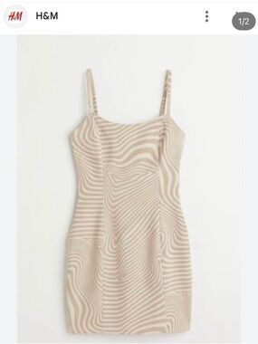 H&M Beige & Cream Swirl Striped Bodycon Dress